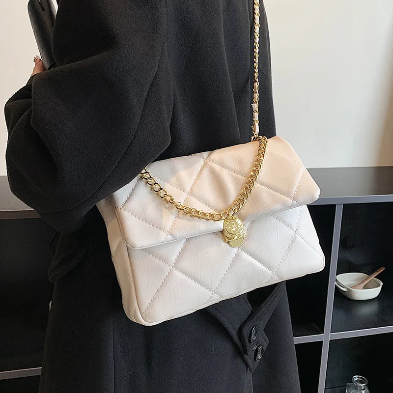 Quilted Crossbody Bag Women Casual Shoulder PU Leather Plaid Messenger