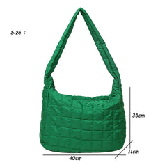 Quilted Soft Nylon Shoulder Bag Women Padded Handbag Big Totes