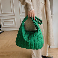 Quilted Soft Nylon Shoulder Bag Women Padded Handbag Big Totes