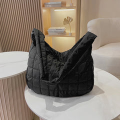 Quilted Soft Nylon Shoulder Bag Women Padded Handbag Big Totes