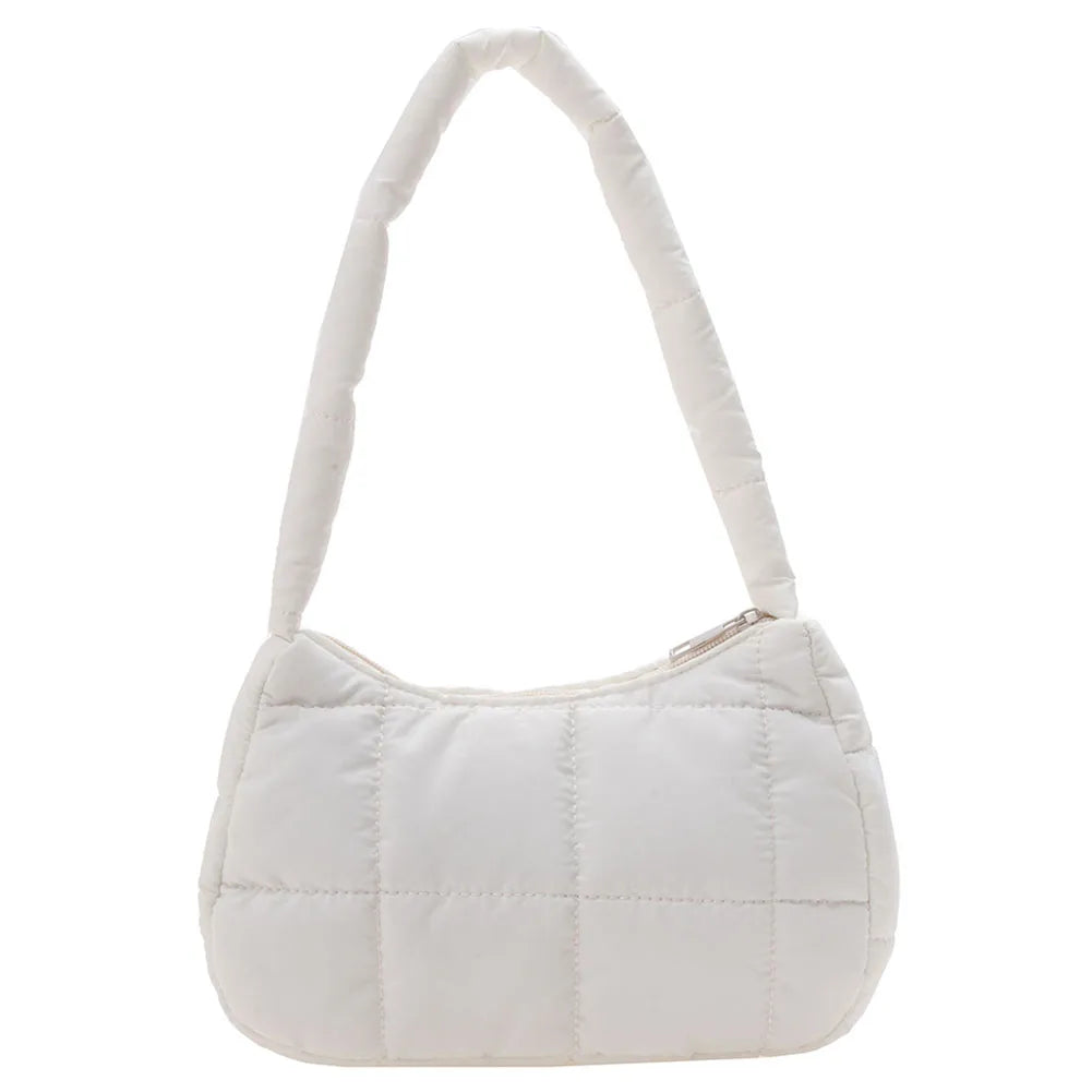 Quilted Underarm Bag Casual Check Ladies Handbags Winter Soft Warm