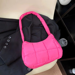 Quilted Underarm Bag Casual Check Ladies Handbags Winter Soft Warm