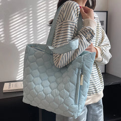 Quilted Underarm Bag Large Capacity Winter Top-handle Bag