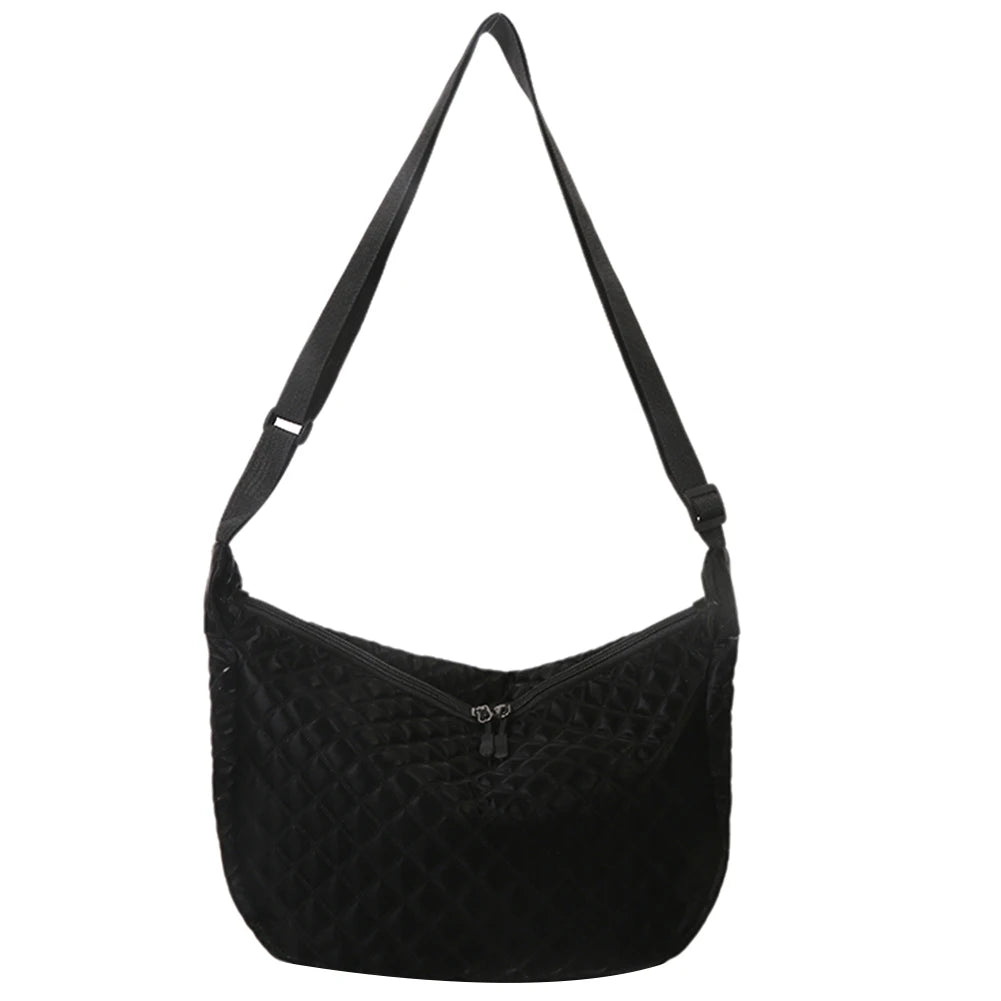 Quilted Women Crossbody Bag Autumn Winter Messenger Bag Nylon Female Casual Soft