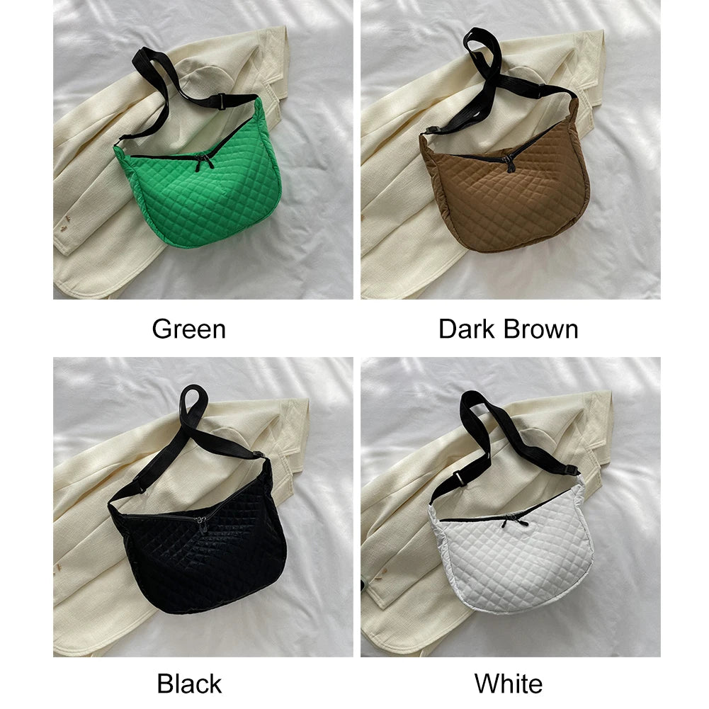 Quilted Women Crossbody Bag Autumn Winter Messenger Bag Nylon Female Casual Soft