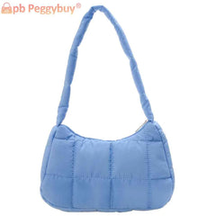 Quilted Women Hand Bags Casual Check Cotton-Padded Bag Winter Solid Soft