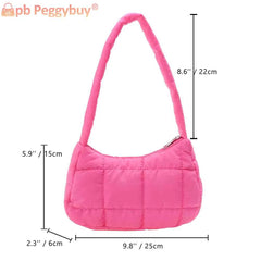 Quilted Women Hand Bags Casual Check Cotton-Padded Bag Winter Solid Soft