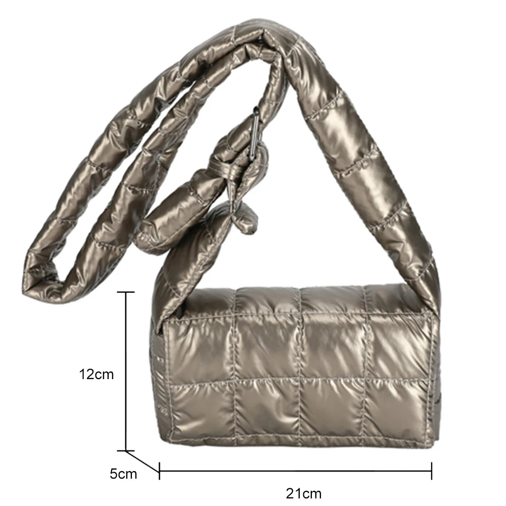 Quilted Women Messenger Bag Buckle Ladies Handbags Casual Flap Nylon