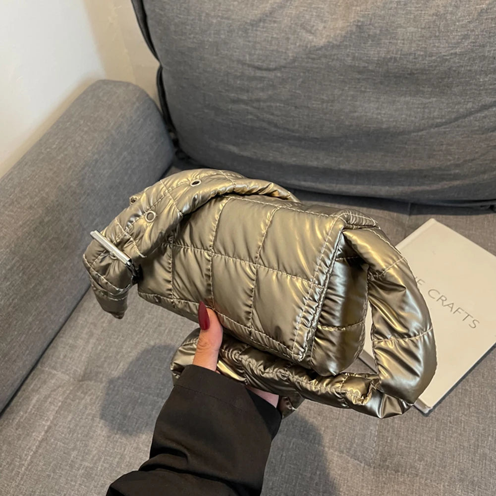 Quilted Women Messenger Bag Buckle Ladies Handbags Casual Flap Nylon