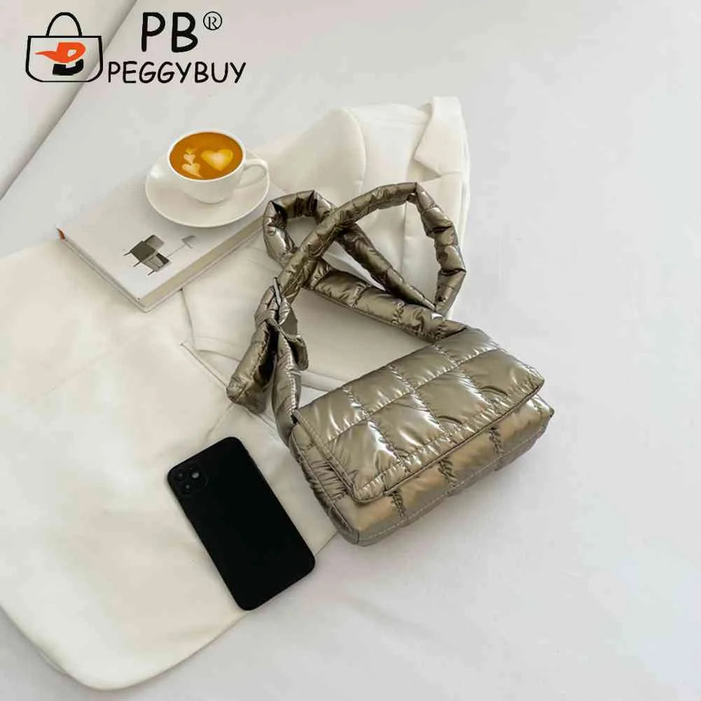 Quilted Women Messenger Bag Soft Solid Casual Flap Nylon Autumn Winter