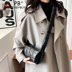 Quilted Women Messenger Bag Soft Solid Casual Flap Nylon Autumn Winter
