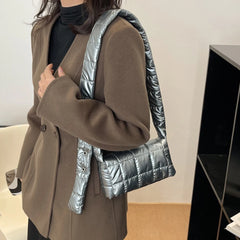 Quilted Women Messenger Bag Check Crossbody Bags Casual Buckle