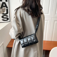 Quilted Women Messenger Bag Check Crossbody Bags Casual Buckle