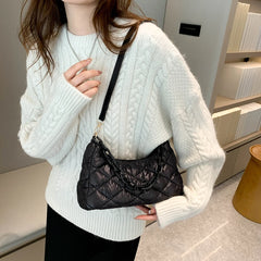 Quilted Women Shoulder Bags Cotton Padded Chain Shoulder Handbag