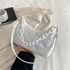 Quilted Women Shoulder Bags Cotton Padded Chain Shoulder Handbag