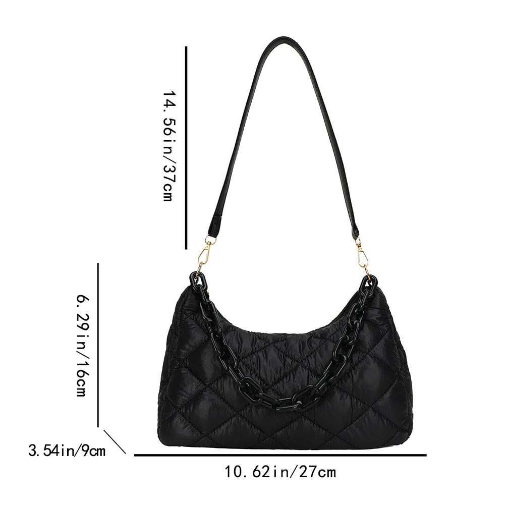 Quilted Women Shoulder Bags Crescent Chain Underarm Shoulder Bags