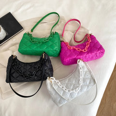Quilted Women Shoulder Bags Crescent Chain Underarm Shoulder Bags