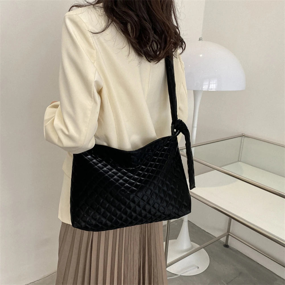 Quilted Cotton Crossbody Bag Diamonds Lattice Chains Zipper