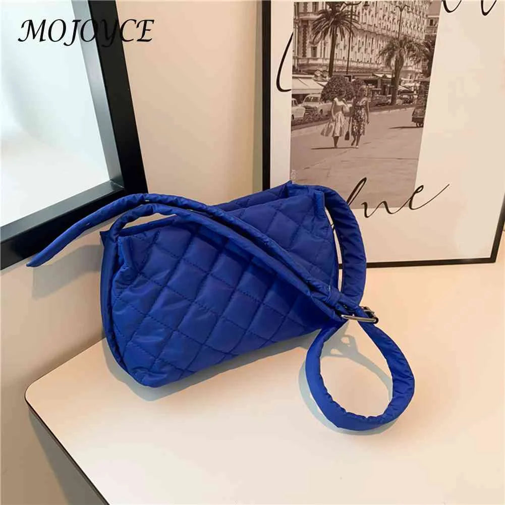 Quilted Women Shoulder Bags Winter Female Underarm Bags Soft Buckle Casual