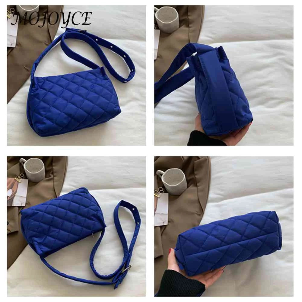 Quilted Women Shoulder Bags Winter Female Underarm Bags Soft Buckle Casual