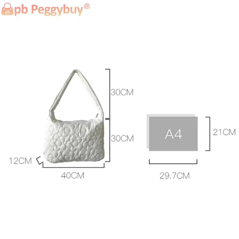 Quilted Women Tote Handbag Large Capacity Pleated Bubble Women Tote Bags Cotton