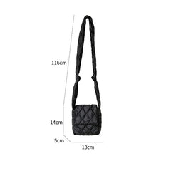 Quilting Nylon Padded Women's Crossbody Bag Plaid Embroidery Mini Phone Bag