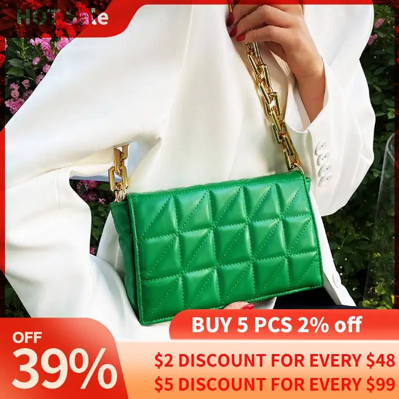 Quilting PU Leather Crossbody Bag for Women Summer Travel Trends Shoulder Bag