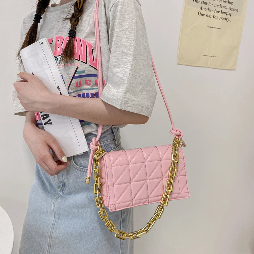 Quilting PU Leather Crossbody Bag for Women Summer Travel Trends Shoulder Bag