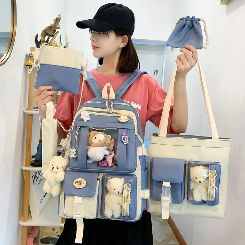 4-Piece Set Kids School Backpacks Large Capacity Boys Girls Shoulder Bags