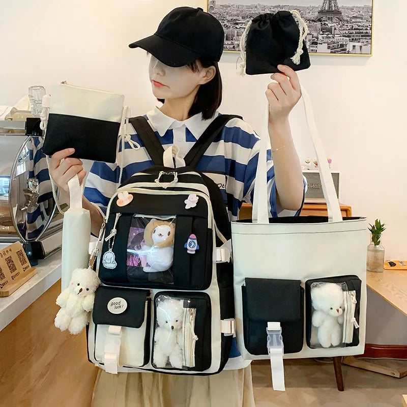 4-Piece Set Kids School Backpacks Large Capacity Boys Girls Shoulder Bags