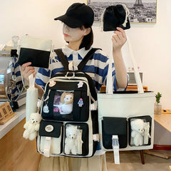 4-Piece Set Kids School Backpacks Large Capacity Boys Girls Shoulder Bags
