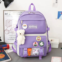 4-Piece Set Kids School Backpacks Large Capacity Boys Girls Shoulder Bags