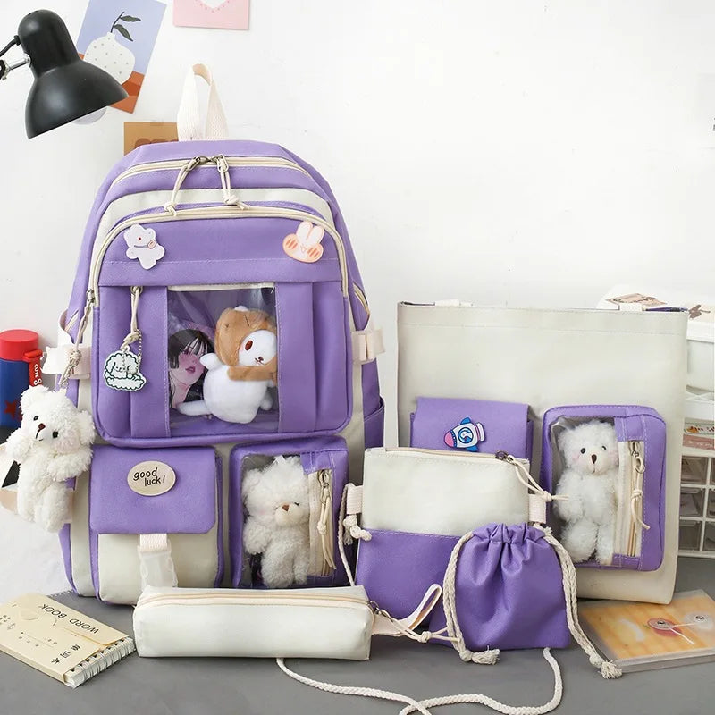 4-Piece Set Kids School Backpacks Large Capacity Boys Girls Shoulder Bags