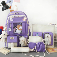 4-Piece Set Kids School Backpacks Large Capacity Boys Girls Shoulder Bags