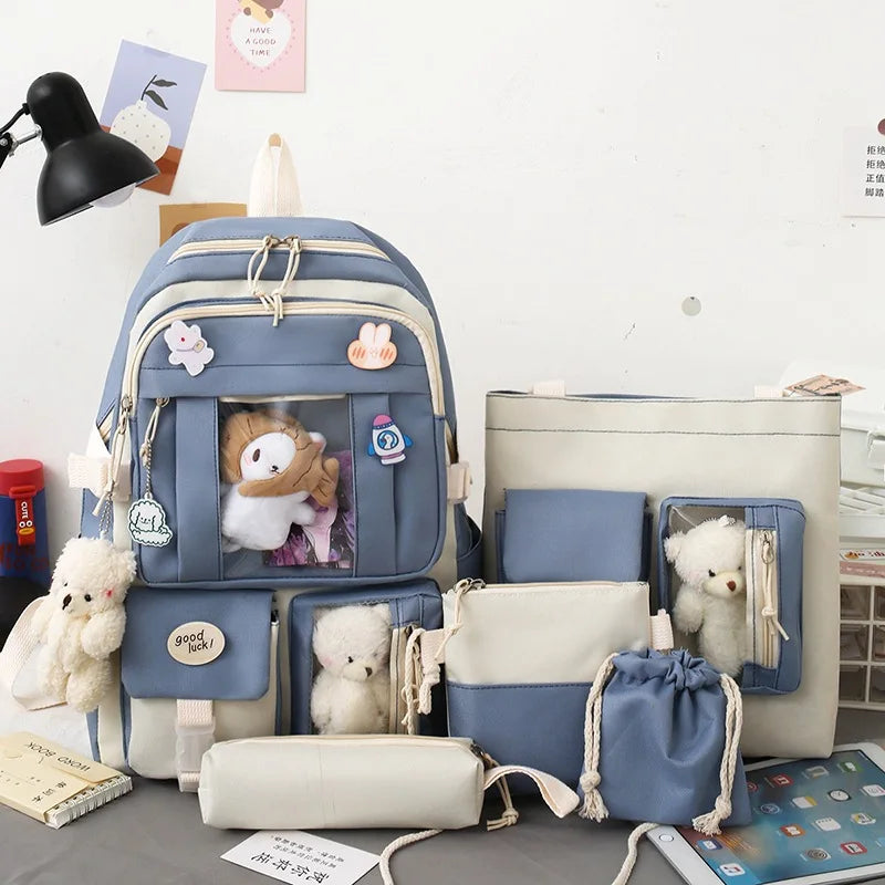 4-Piece Set Kids School Backpacks Large Capacity Boys Girls Shoulder Bags