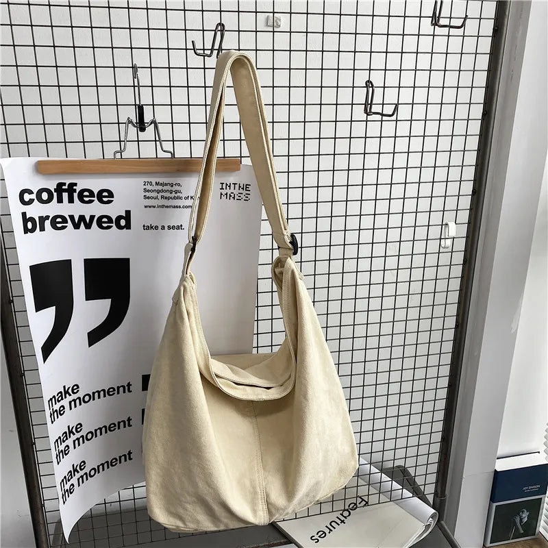 Canvas Messenger Bag Large Capacity Student Shoulder Casual Shopping