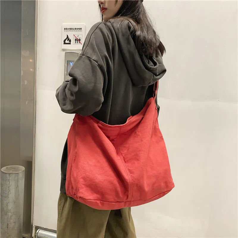 Canvas Messenger Bag Large Capacity Student Shoulder Casual Shopping