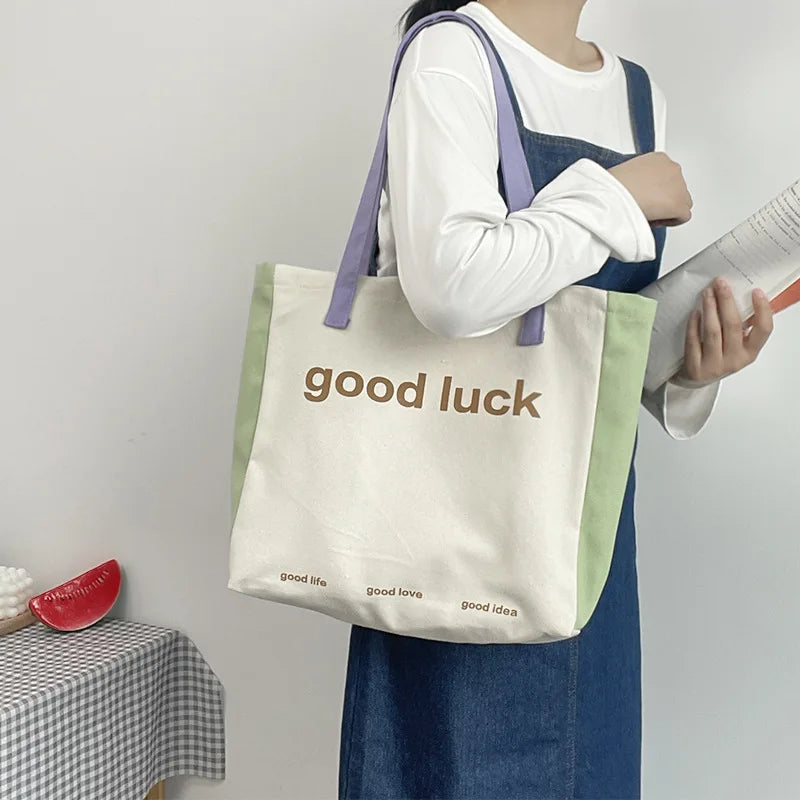 Qyahlybz Canvas Shoulder Bags Large Capacity Tote Bag