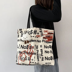 Autumn Canvas Women's Shoulder Bag Ins Large Capacity Travel Handbag