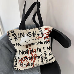Autumn Canvas Women's Shoulder Bag Ins Large Capacity Travel Handbag