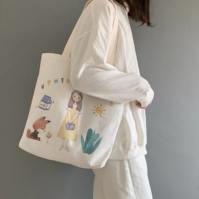Canvas Shoulder Bag Japanese Students School Tote Bag