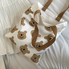 Canvas Women's Shoulder Bag Cartoon Art Bookbag Female Handbag