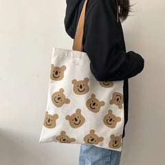 Canvas Women's Shoulder Bag Cartoon Art Bookbag Female Handbag