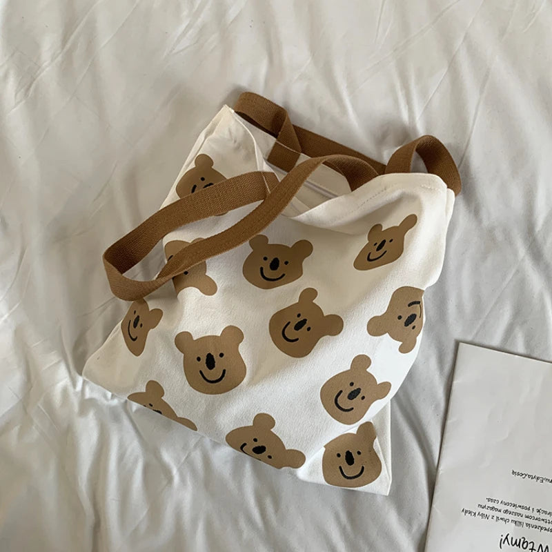 Canvas Women's Shoulder Bag Cartoon Art Bookbag Female Handbag