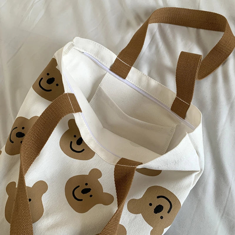 Canvas Women's Shoulder Bag Cartoon Art Bookbag Female Handbag