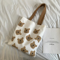 Canvas Women's Shoulder Bag Cartoon Art Bookbag Female Handbag