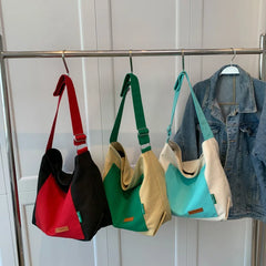 Stylish Contrast Canvas Tote Bag for Women's Travel