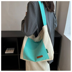 Stylish Contrast Canvas Tote Bag for Women's Travel