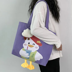 Duck Canvas Women's Shoulder Bag Large Capacity Shopper Handbag