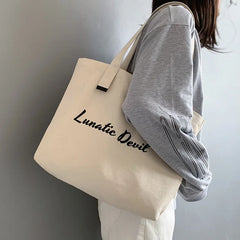 Female Canvas Shoulder Bag Large Tote Shopper Student School Bag